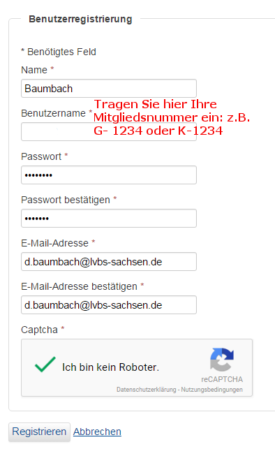 LVBS Benutzerregistrierung